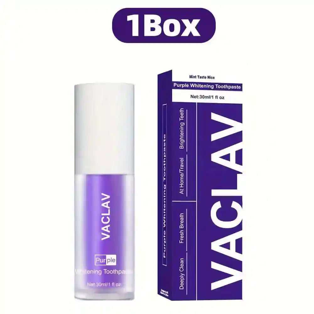 Tidesmit Vaclav purple toothpaste color corrector for teeth whitening and yellow stain removal