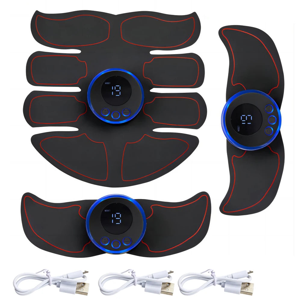 EMS Muscle Stimulator Abdominal Trainer - Rechargeable Body Recovery Fascia Gun A Set (3pcs) Tidesmit