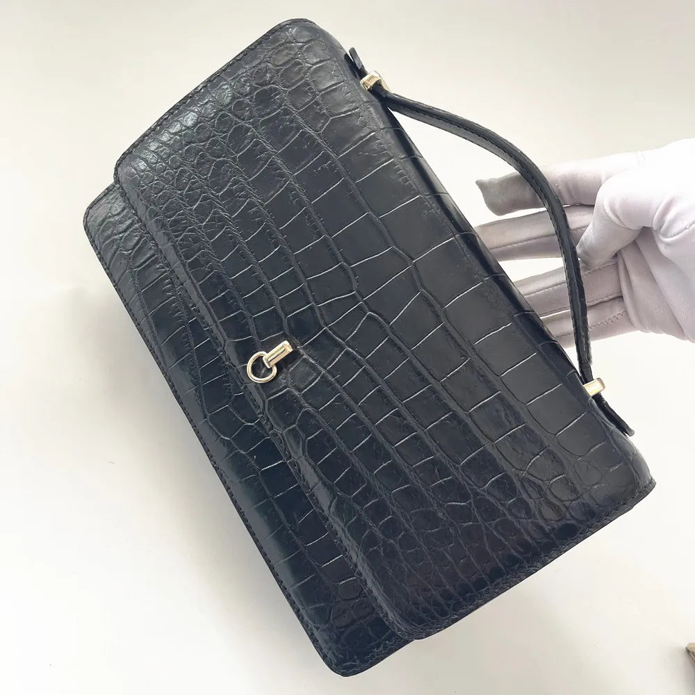 Authentic crocodile leather women's small flap bag real crocodile leather women's handbag single-shoulder cross-body bag