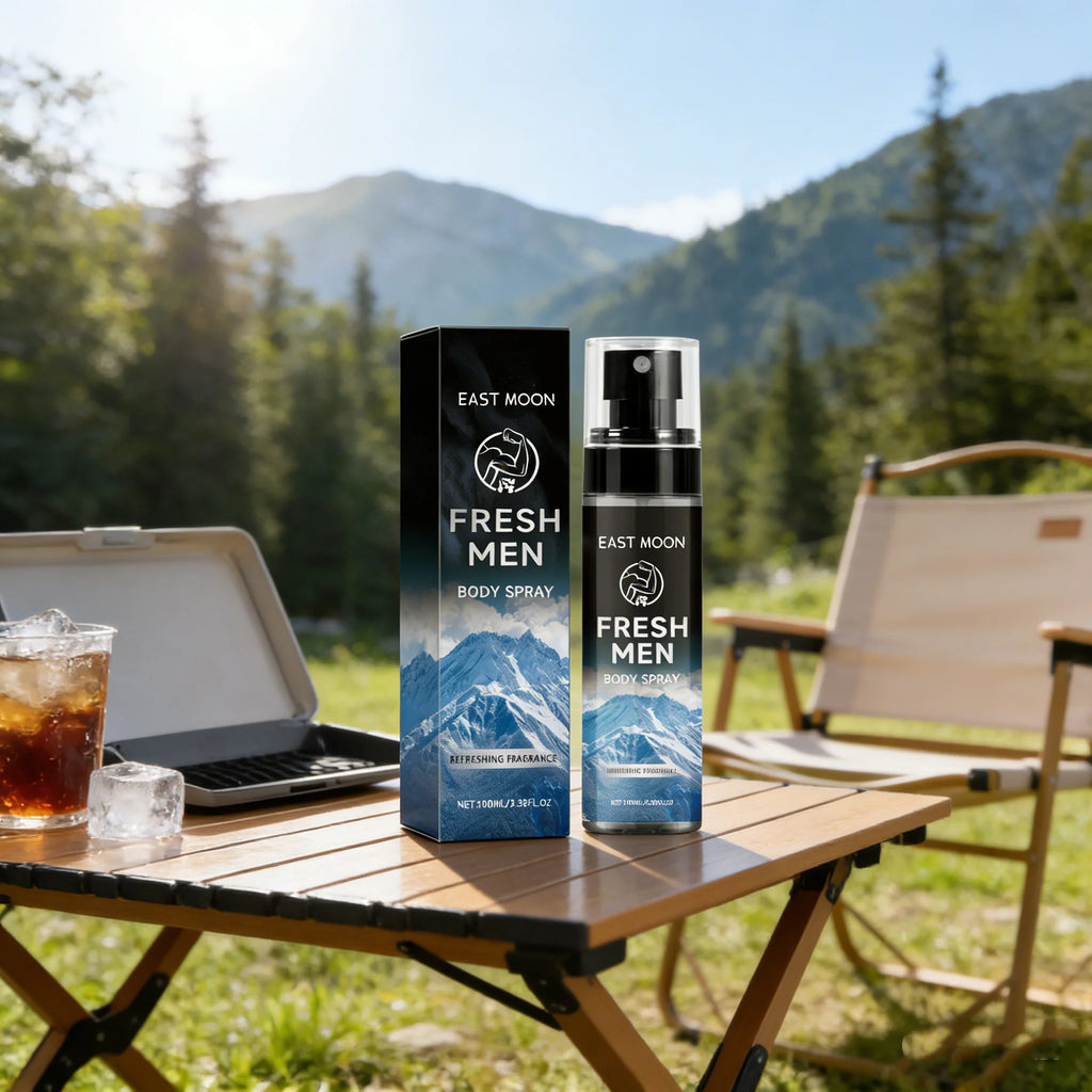 Tidesmit East Moon sandalwood scented deodorant spray for men, providing long-lasting odor protection and freshness.