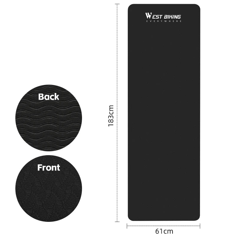 WEST BIKING Sports Yoga Mat Anti-slip Soft Home Fitness Exercise Mat Thicken Shock Absorb Cycling Training Mat Bike Accessories