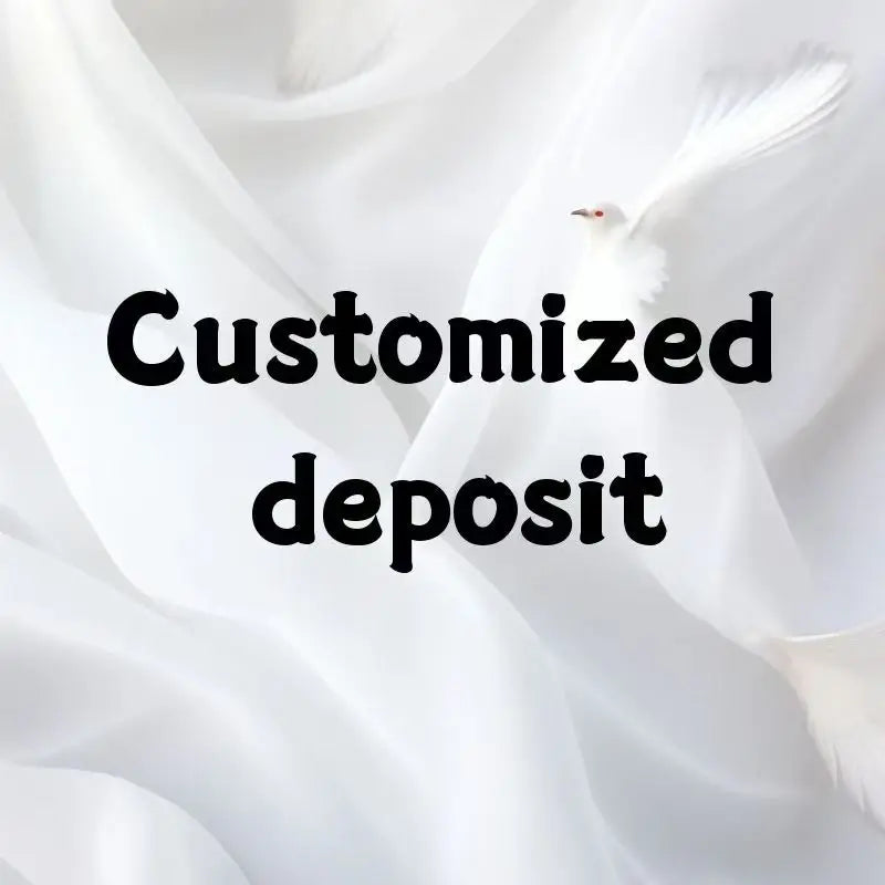 Customized deposit text overlay on a background of soft, white flowing fabric and a white dove.