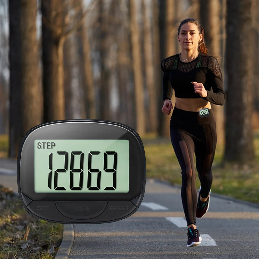 Clip-On Pedometer Electronic Pedometer Digital Display Simple Step Tracker Large Screen Multifunctional for Outdoor Sports