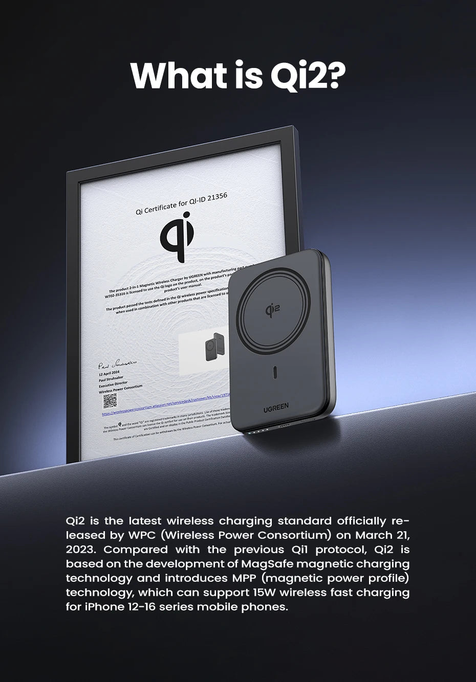 Magnetic Power Bank 10000mAh Qi2 30W Fast Charger for iPhone Tidesmit