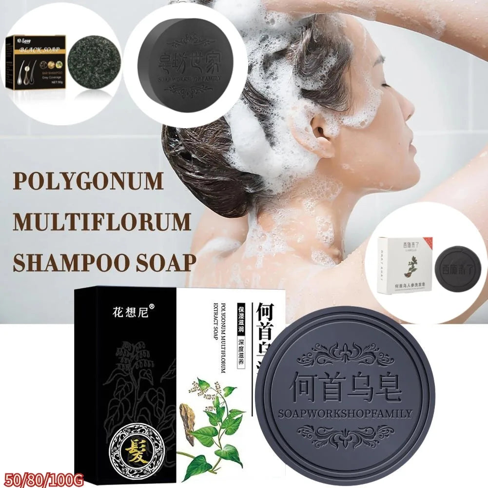 Polygonum Hair Darkening Shampoo Soap Repair Gray White Hair Color To Black Shampoo Soap Hair Nourishing Handmade Shampoo Soap