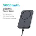 Magnetic Power Bank 5000mAh/10000mAh Portable Fast Charging Battery 5000mAh Black Tidesmit