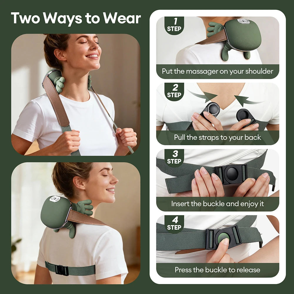 4D Neck and Shoulder Massager: Bionic Kneading Wireless Electric Massager Body Shaping Massage Equipment Tidesmit