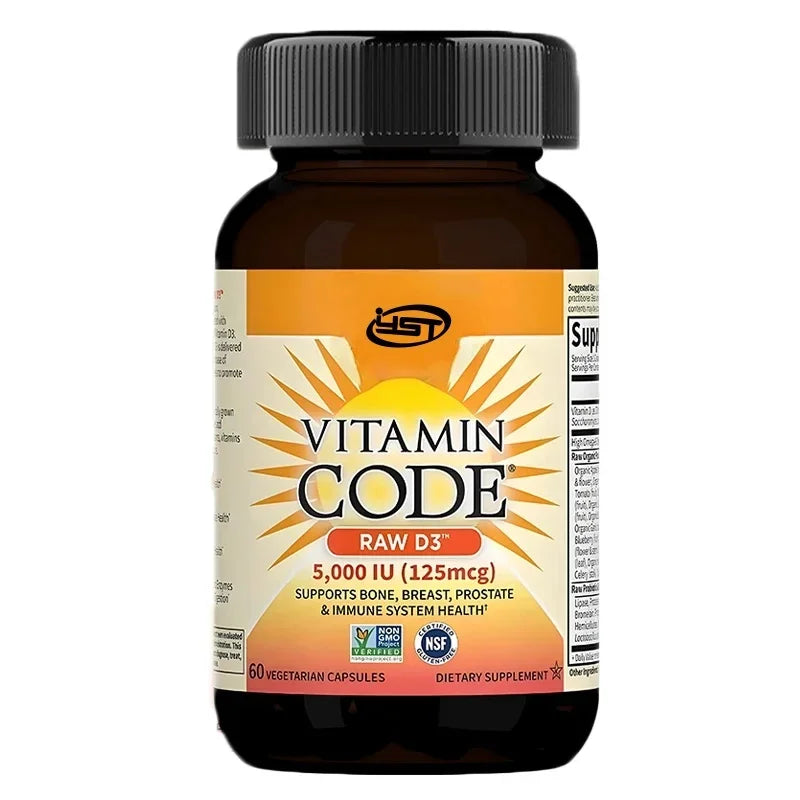 Vitamin D 5000 Iu Capsules, Containing Chlorella Vulgaris, Fruits, Vegetables, And Probiotics, Promote Bone And Immune