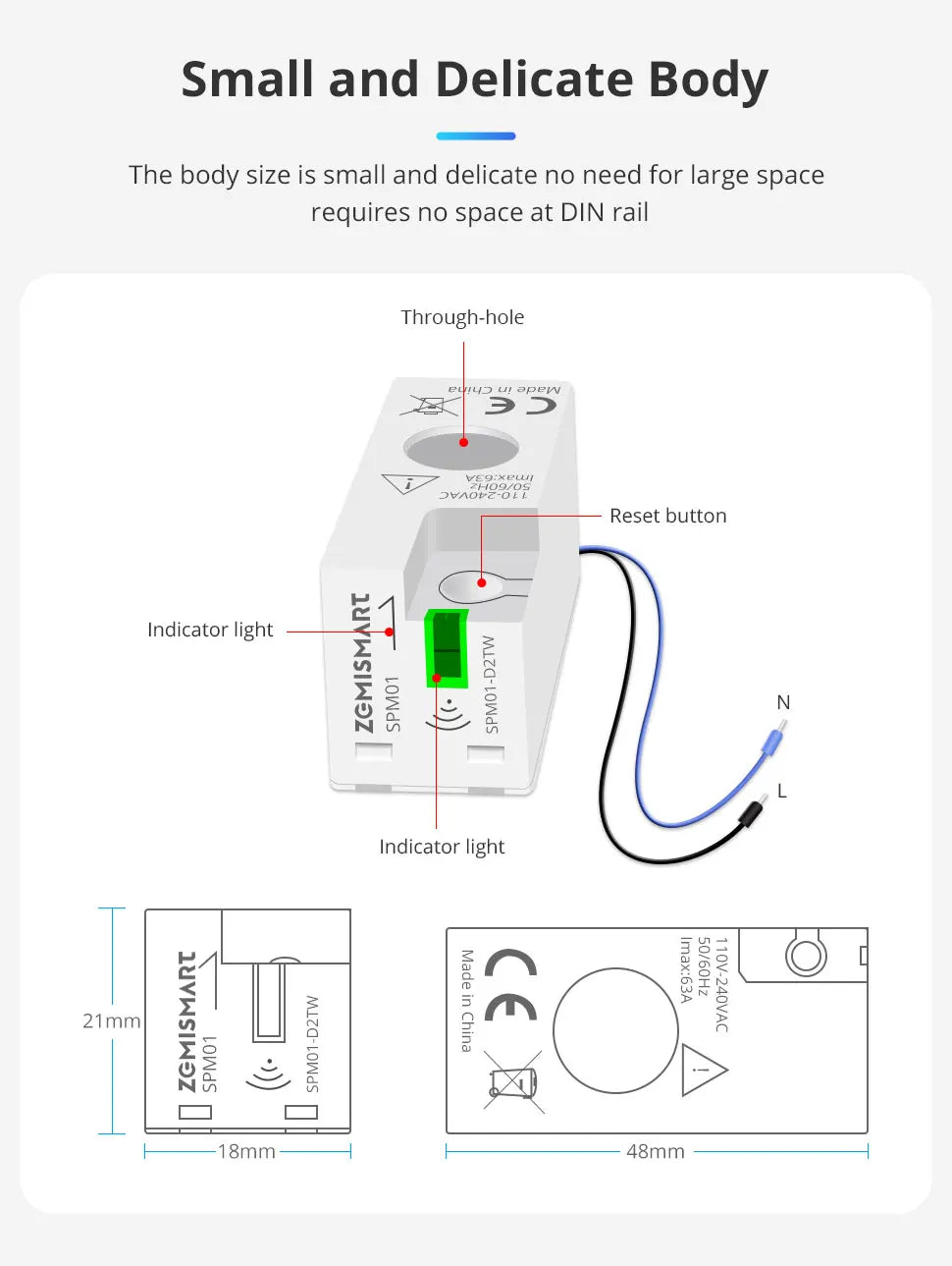 Zemismart Smart Energy Meter Zigbee Monitor Electric Sensor Measure Work with Tuya App Supports Home Assistant via Zigbee2MQTT