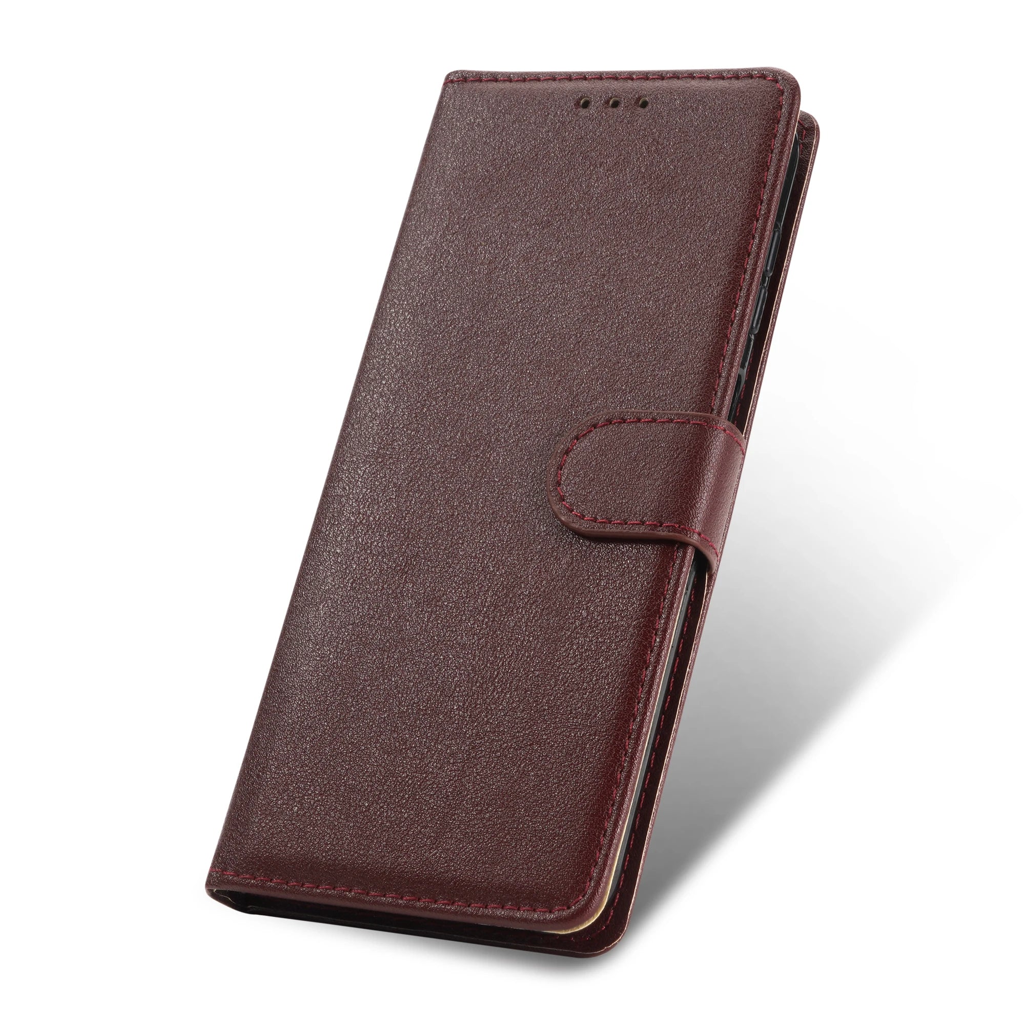Flip Wallet Case for Xiaomi Redmi and Poco with Wrist Strap WineRed Case & Strap Tidesmit