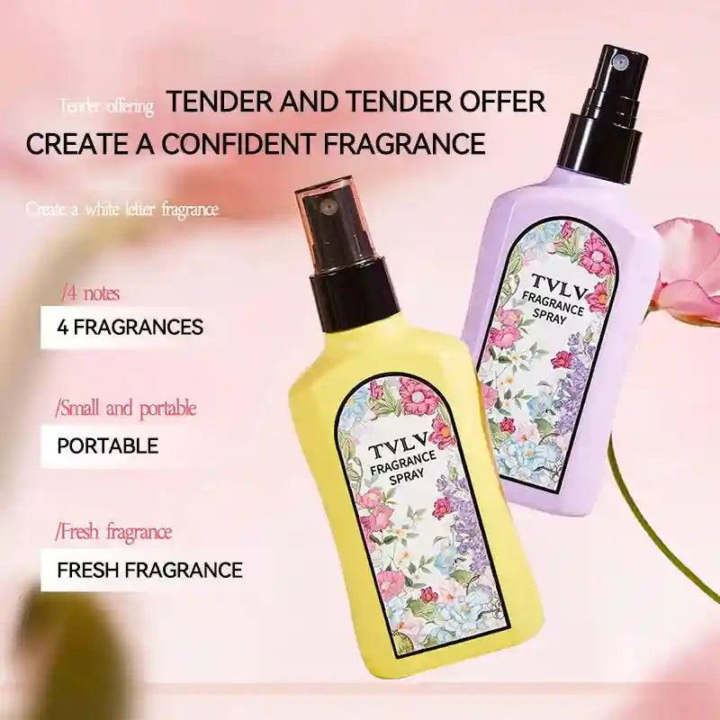 TVLV Jasmine women's fragrance spray: portable, fresh floral scent in colorful arched bottles for lasting clothing odor.