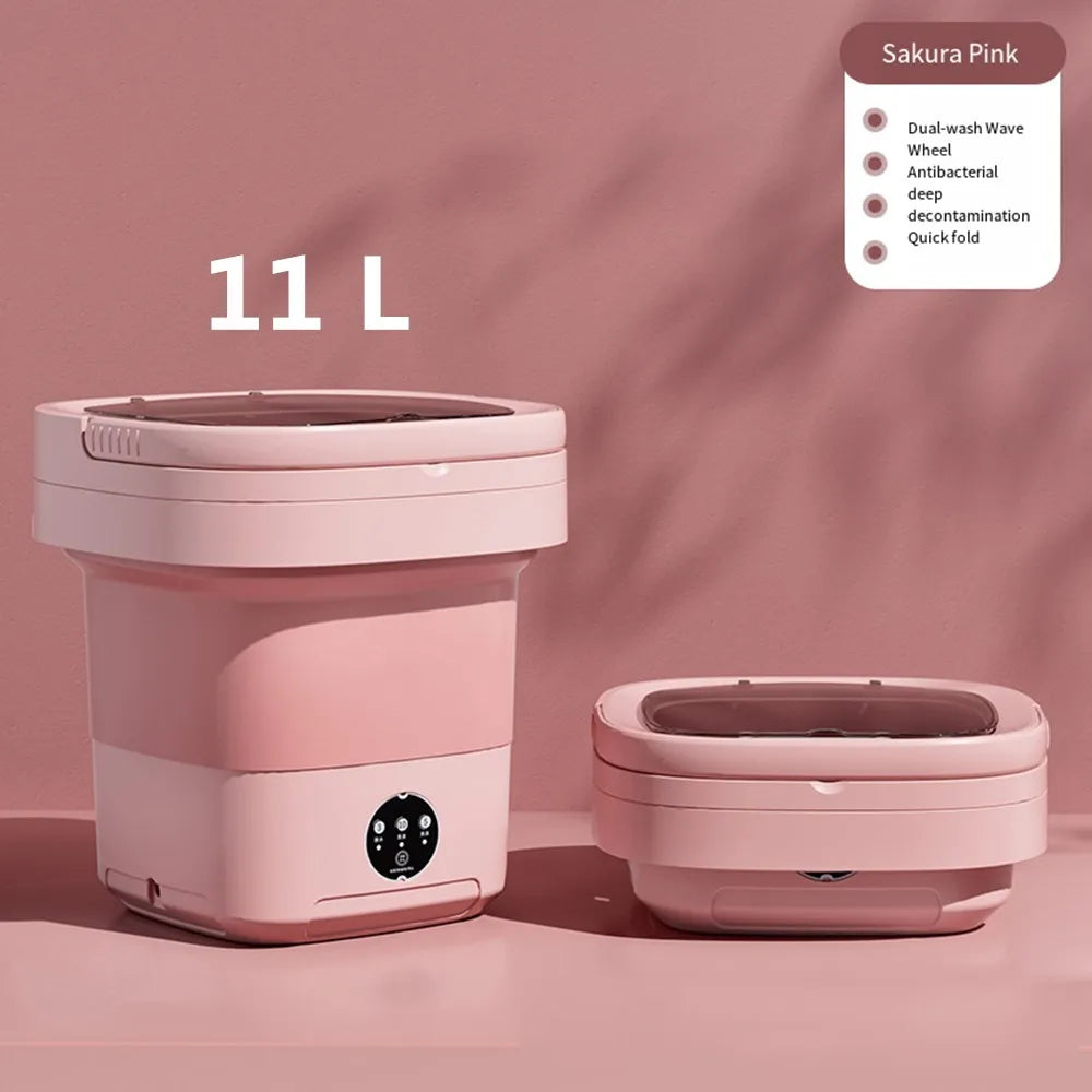 Tidesmit 11L portable ultrasonic folding washing machine with spin dryer bucket for travel and delicate clothes
