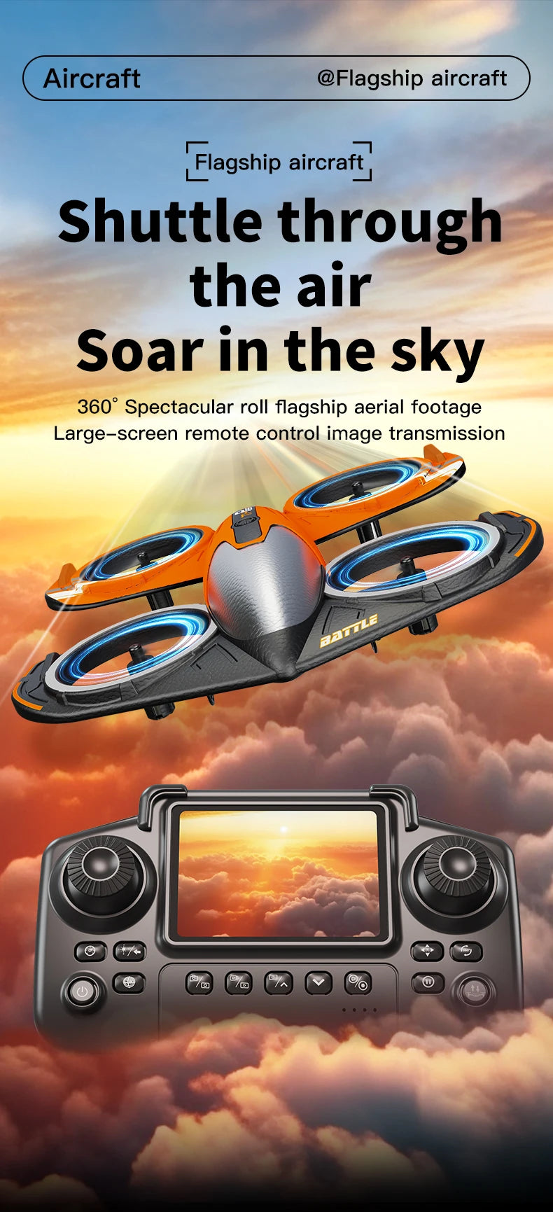 Foldable Camera Drone - Beginner RC Quadcopter with Obstacle Avoidance Tidesmit