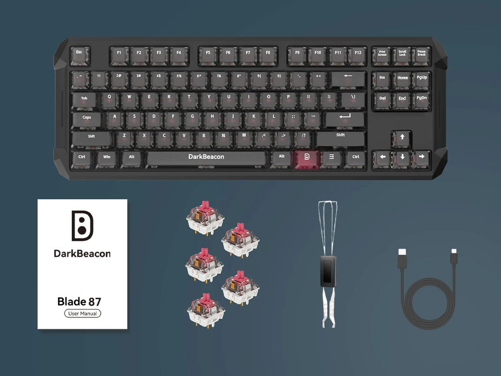 DarkBeacon Blade 87 Hot-Swappable Silent Keyboard RGB Backlit Mechanical Gaming Keyboards 8000Hz USB-C Wired for Windows MacOS