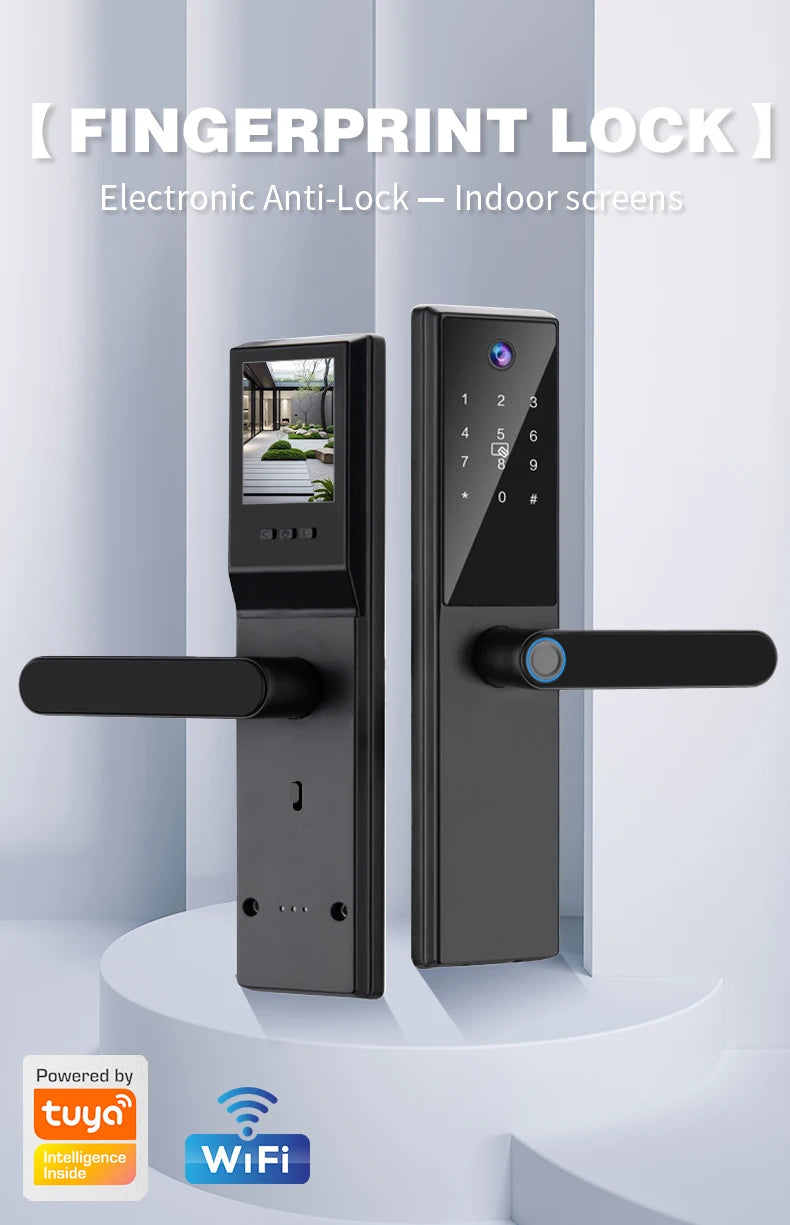 Tuya WiFi Digital Electronic Smart Door Lock with Camera Photo Capture for Residential and Apartment Entrance doors