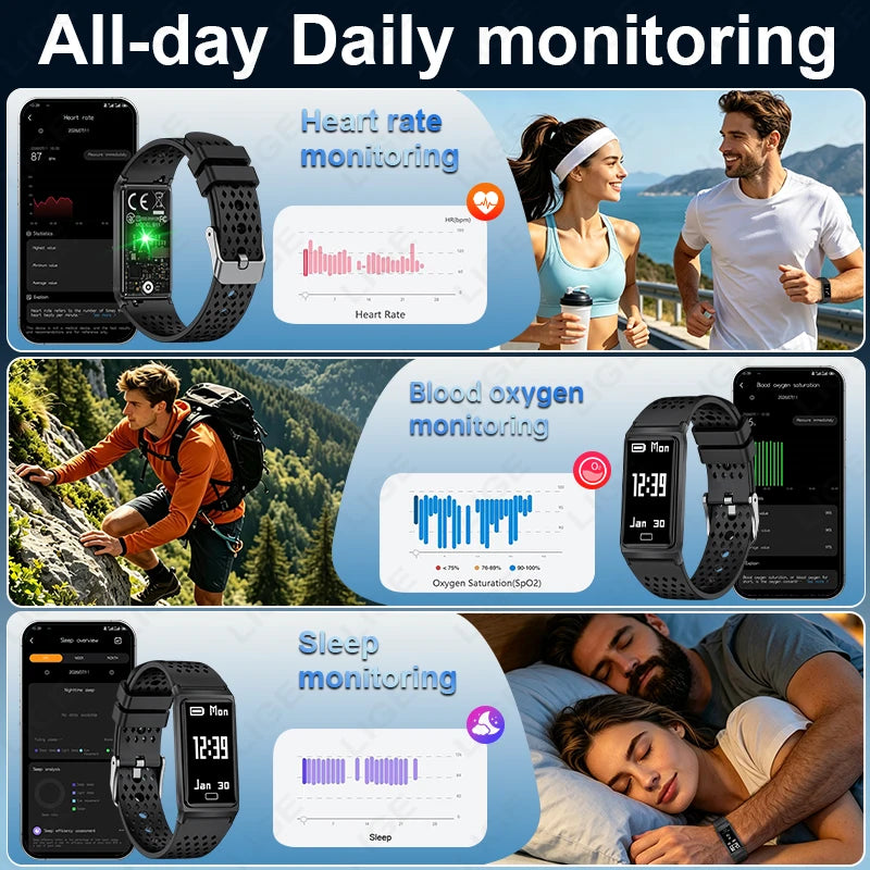 LIGE 4.9MM Ultra-Thin Fashion Men Women Smart Bracelet Sports Fitness Tracker Heart Rate Health Monitor Waterproof SmartWatch