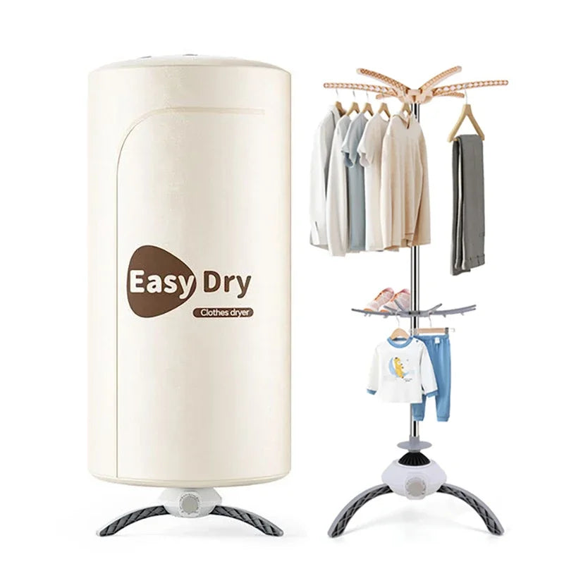 Tidesmit 220V portable electric clothes dryer with folding rack and warm air timing for efficient laundry drying