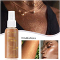 Tidesmit liquid body highlighting shimmer oil glitter spray for radiant glowing face and body makeup texture close-up