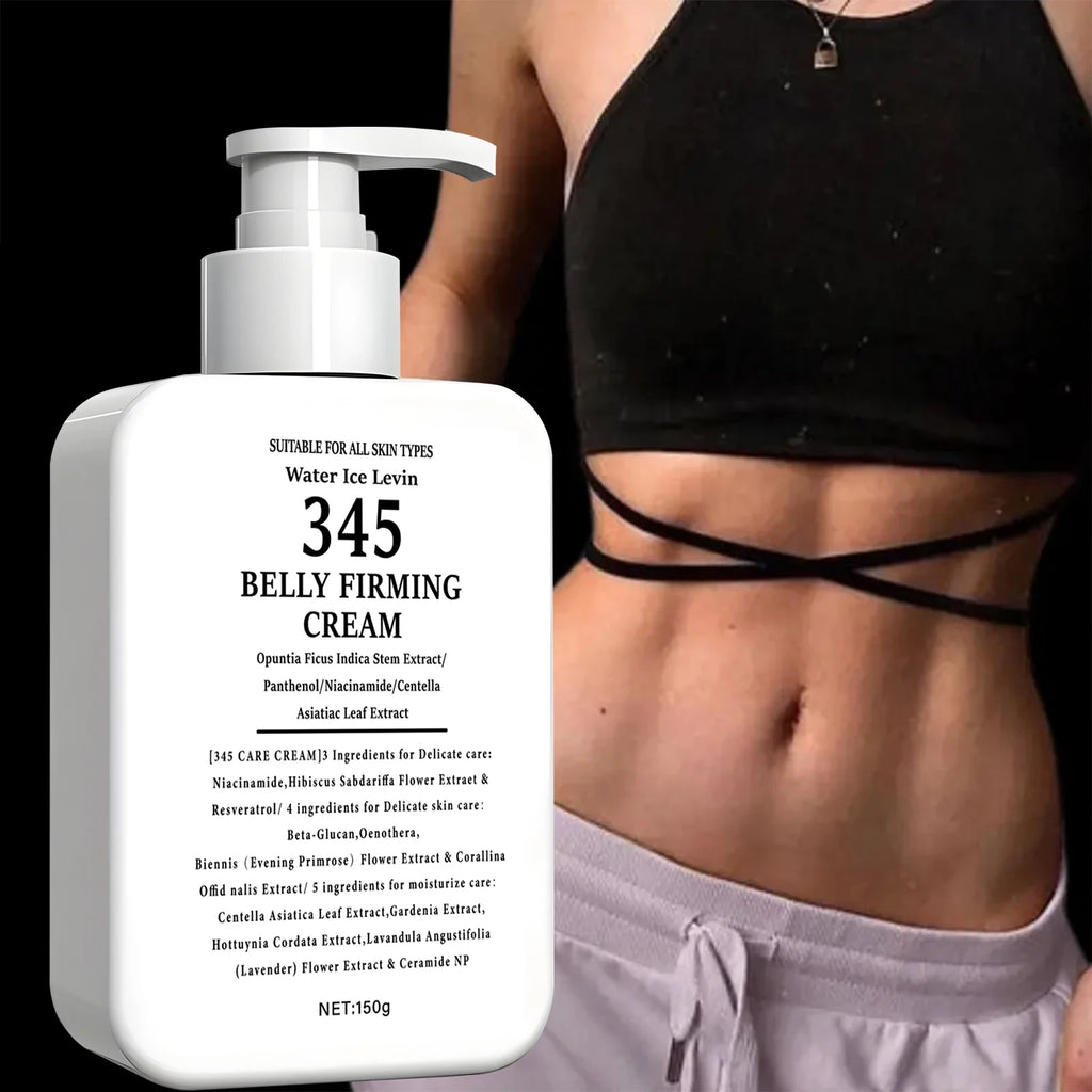 345 Belly Firming Cream Opuntia Stem Extract. Niacinamide Panthenol. Targets Crepey Skin. Tightens Firms. All Skin Types. 150g.
