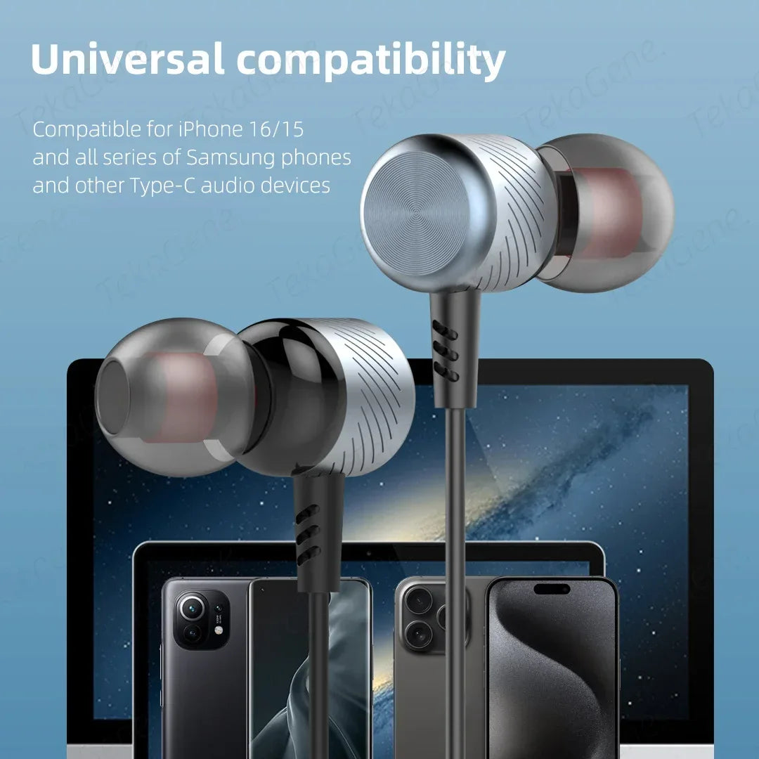 Wired Metal In-Ear Headphones with Mic by Tidesmit - 6 Variants Tidesmit