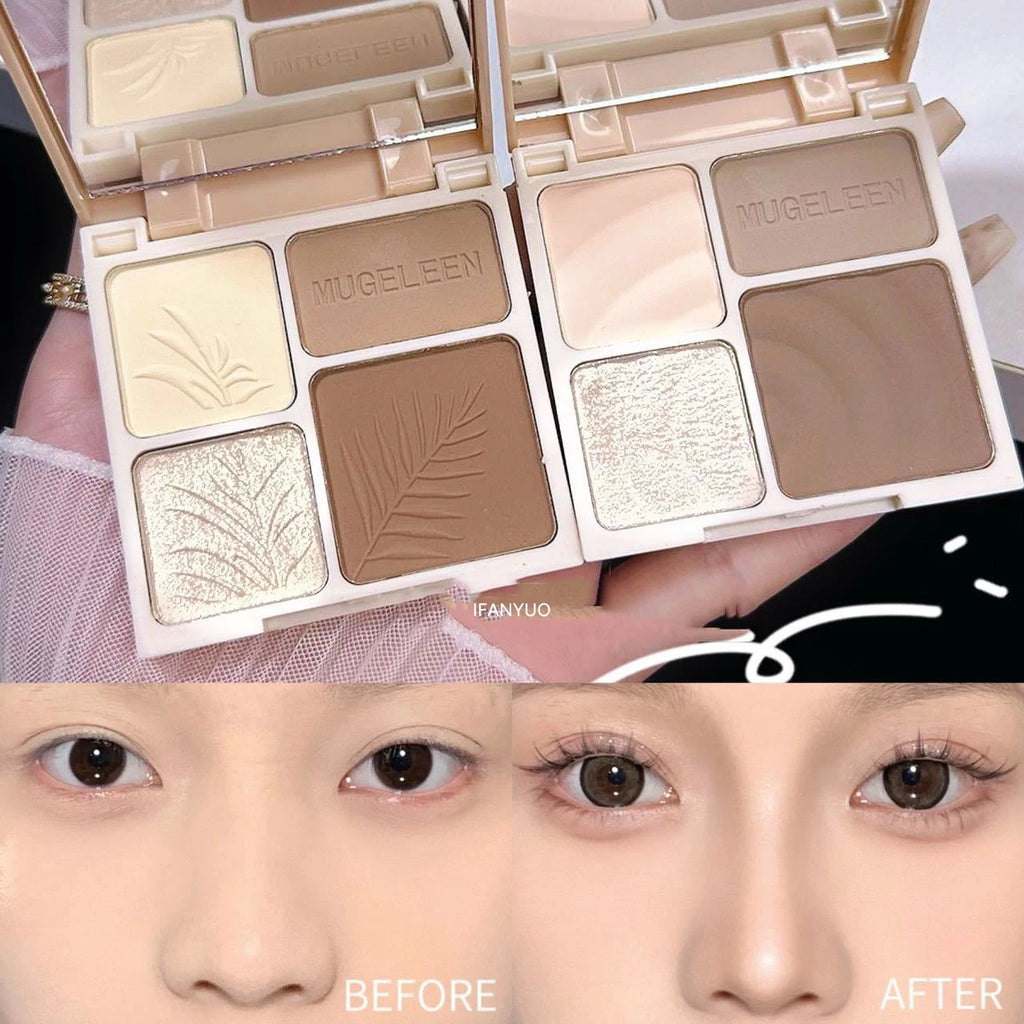 Tidesmit 4Colors matte highlighter and contour palette shade swatch for 3D facial sculpting and bronzing