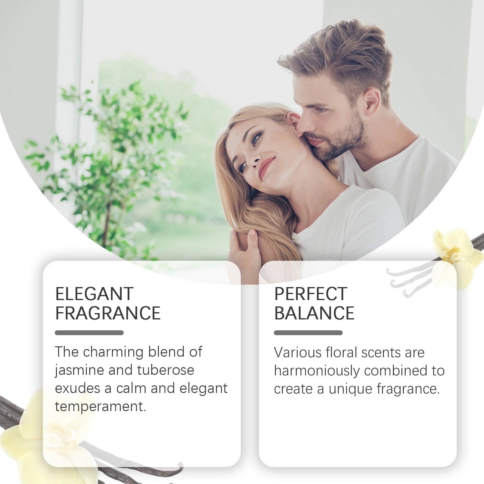 Roxelis Vanilla long-lasting perfume for women with jasmine and tuberose notes. Elegant floral Arab scent for daily use.