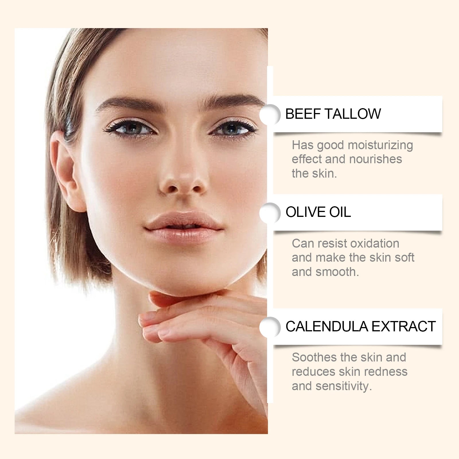 Whipped Beef Tallow Honey Balm Deeply Moisturizer Brightening Fast Absorption Grass Fed Grass Finished Face Cream Body Lotion