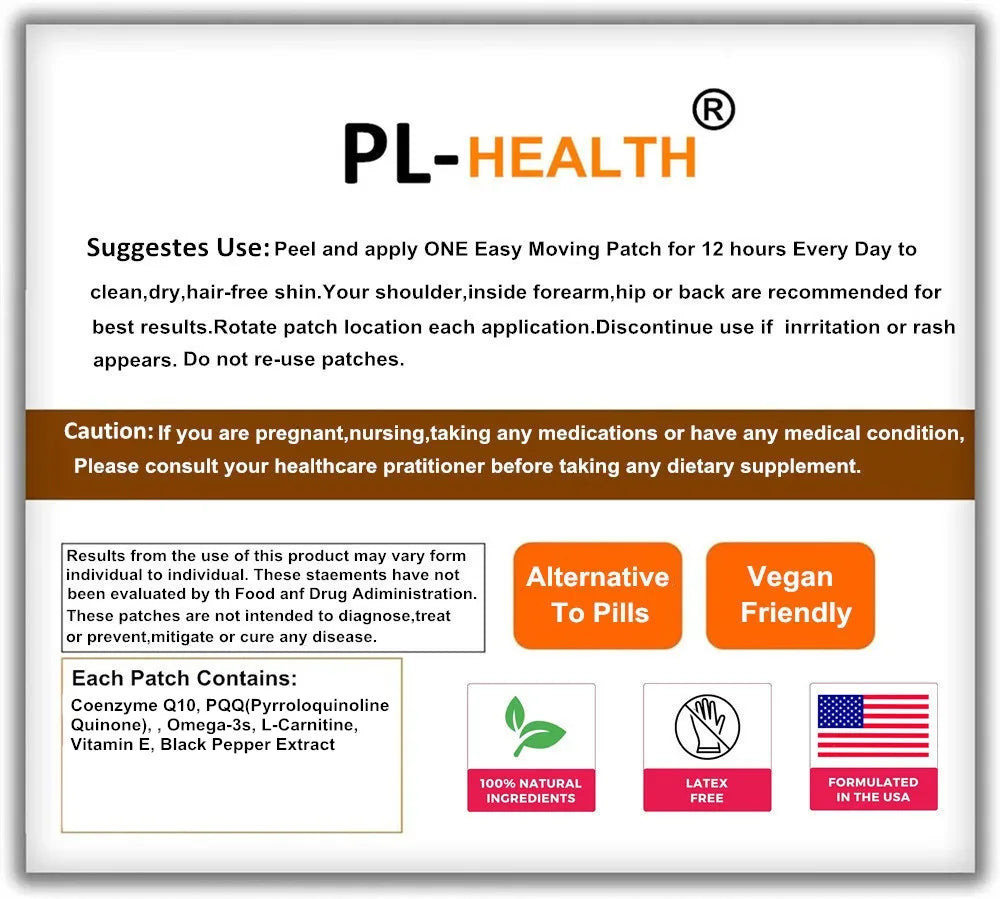 Tidesmit CoQ10 & PQQ transdermal patches for heart, brain, and immune support. 30 natural vitamin supplement patches.