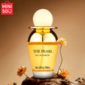 MINISO The Pearl floral Eau de Parfum for women. Luxury 100ml perfume in an elegant gold-capped spherical bottle.