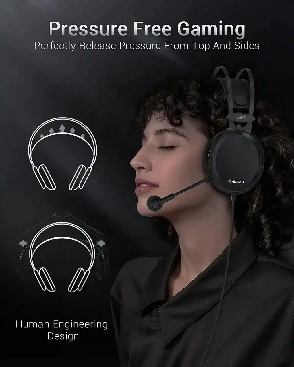 Wired Gaming Headset with Noise Canceling Mic for PC and PS5 - Black Tidesmit