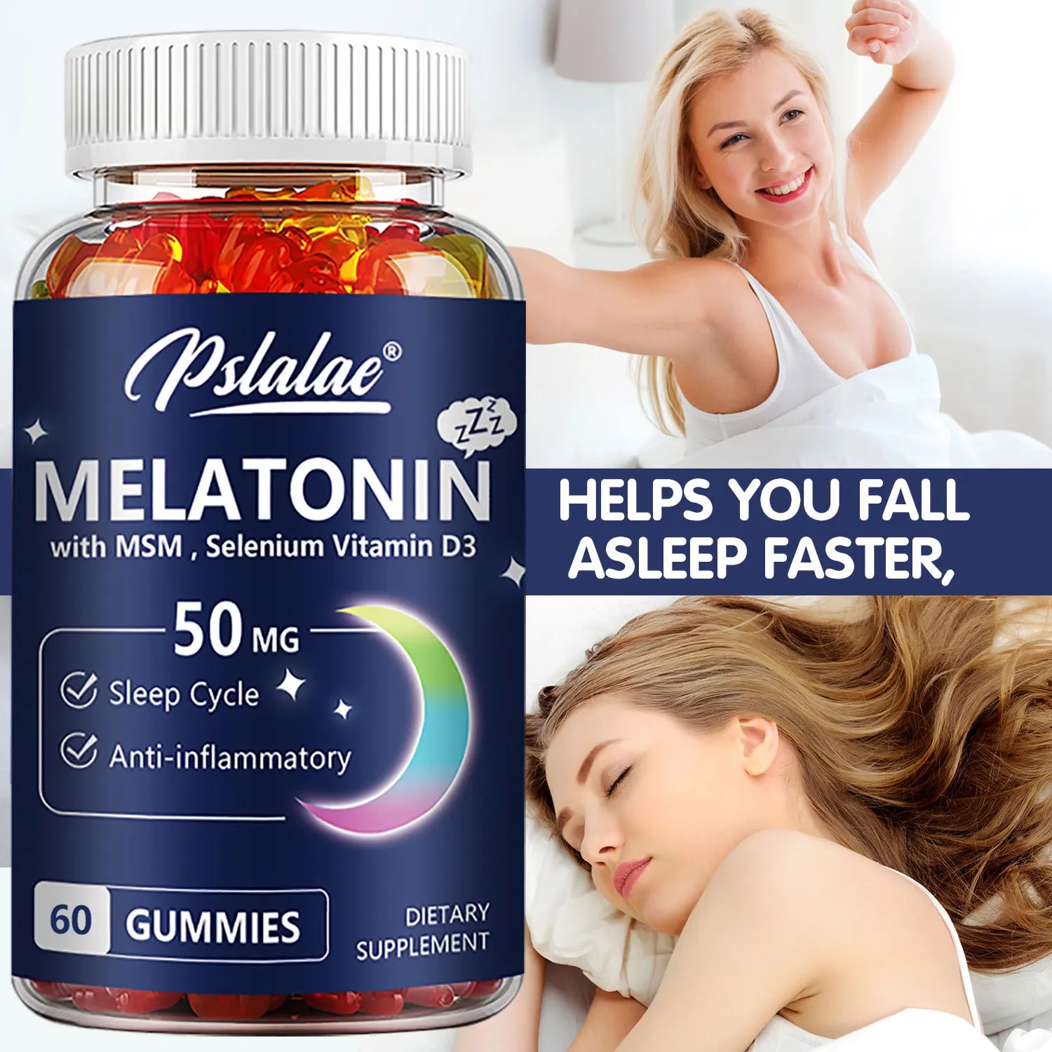 Melatonin Gummies - Helps Fall Asleep Faster, Improve Sleep Quality, Quick Dissolution, Regulate Biological Clock,Non-GMO
