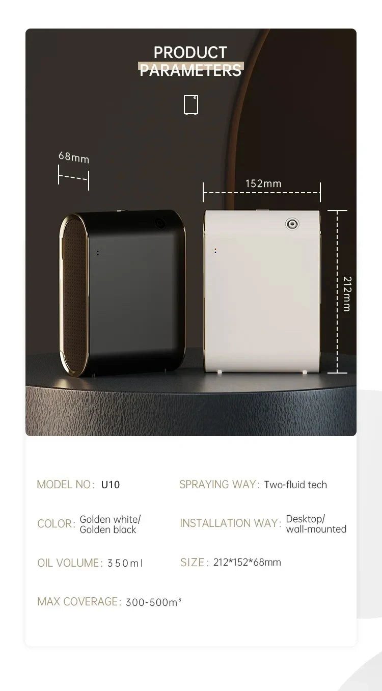 Bluetooth Waterless Fragrance Diffuser Smart Machine for Home Essential Oil Diffuser 1500 Sq Ft Coverage Scent Air Diffuser