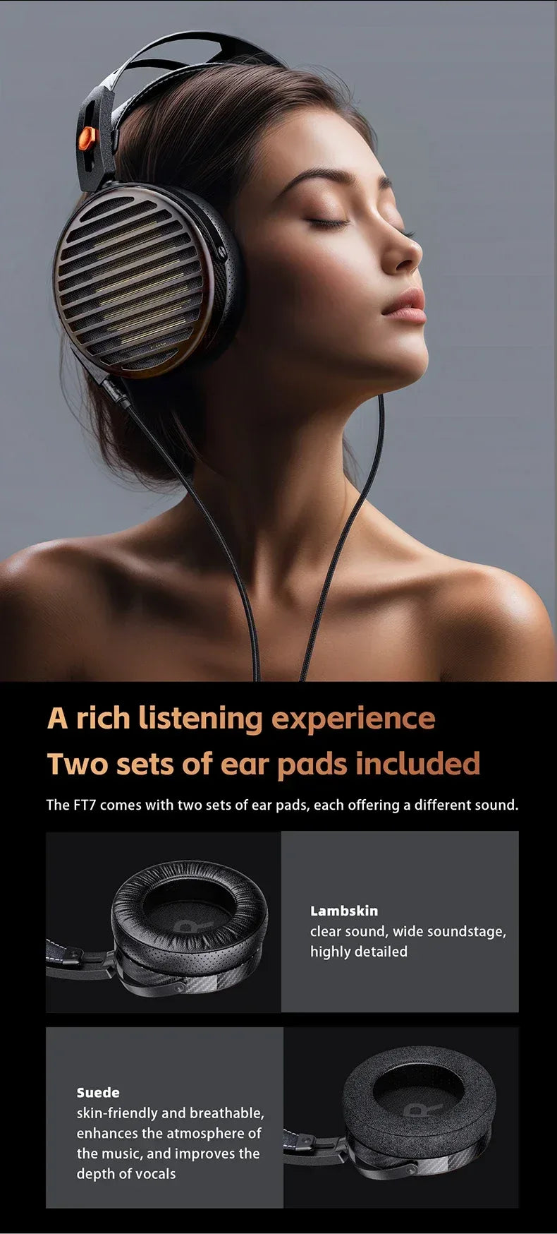 FiiO FT7 Planar Open-Back Headphones 106mm Driver - Tidesmit Tidesmit