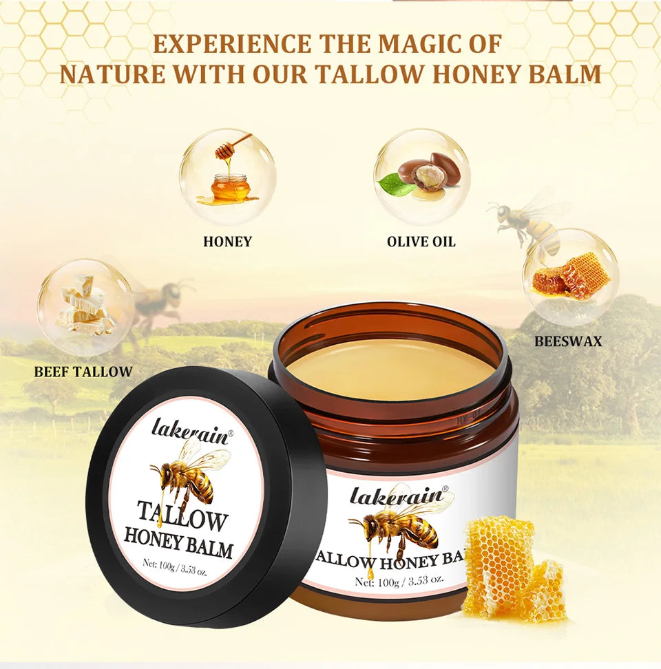 Honey Tallow Balm for Face Natural Handmade Lotion Whipped Beef Tallow Cream for Face & Body Sensitive Skin for Men & Women