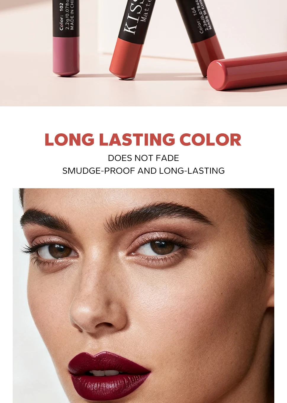 4-piece set of velvet matte lipsticks in nude and brown shades featuring a long-lasting, waterproof makeup formula.