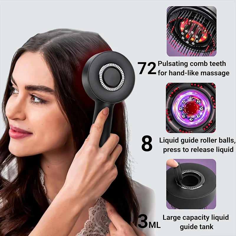 Electric Scalp Massager Comb for Hair Growth - Portable Red or Gray Device Relaxation Treatment Tidesmit