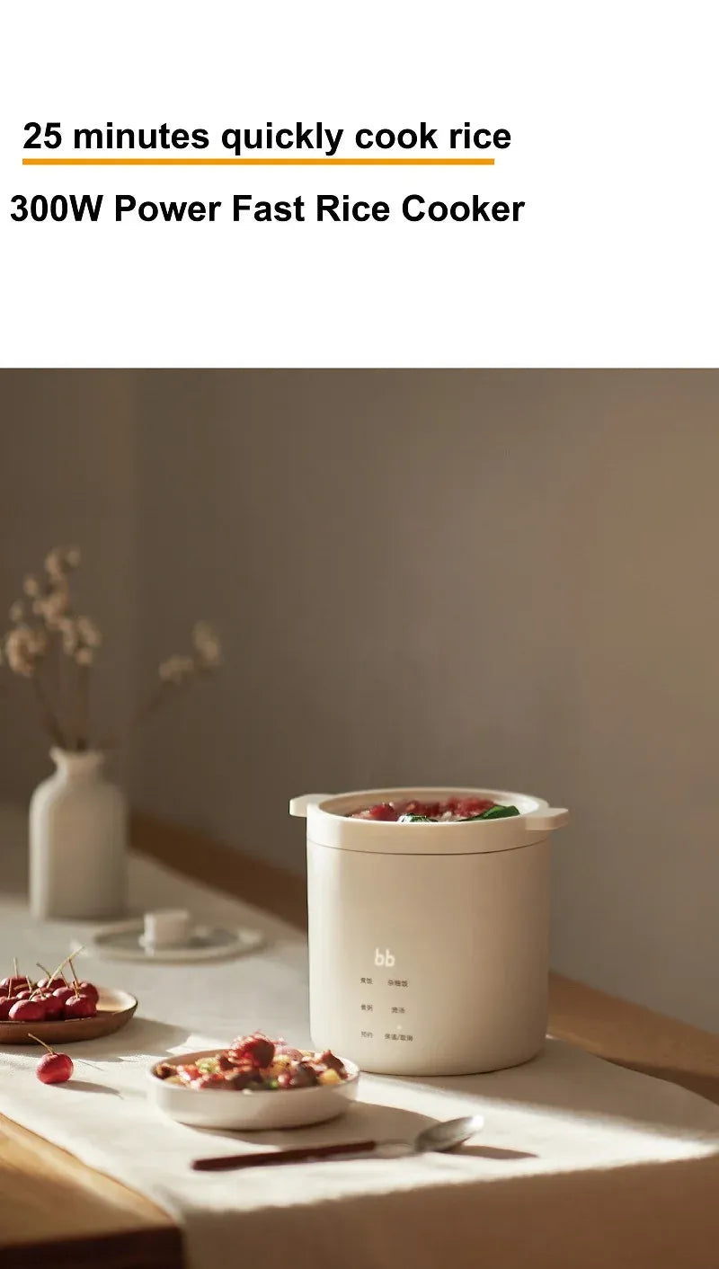 White 1.2L rice cooker on counter with lid closed