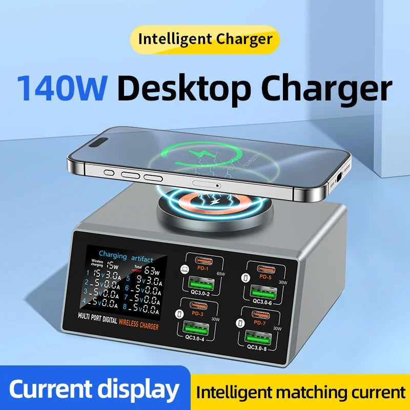 140W 8-Port USB Fast Charging Station - Multi-Device Desktop Power Hub Tidesmit
