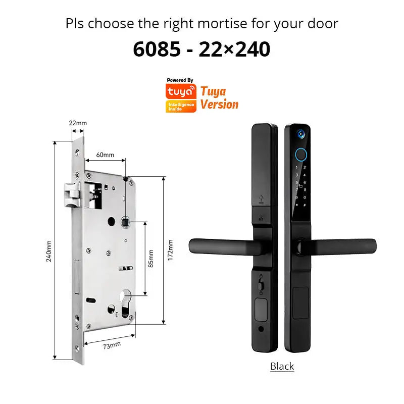 Smart Lock with Camera Door Viewer Waterproof IP66 Tuya WiFi Fingerprint Password Sliding RFID Card Sliding Electronic Door Lock