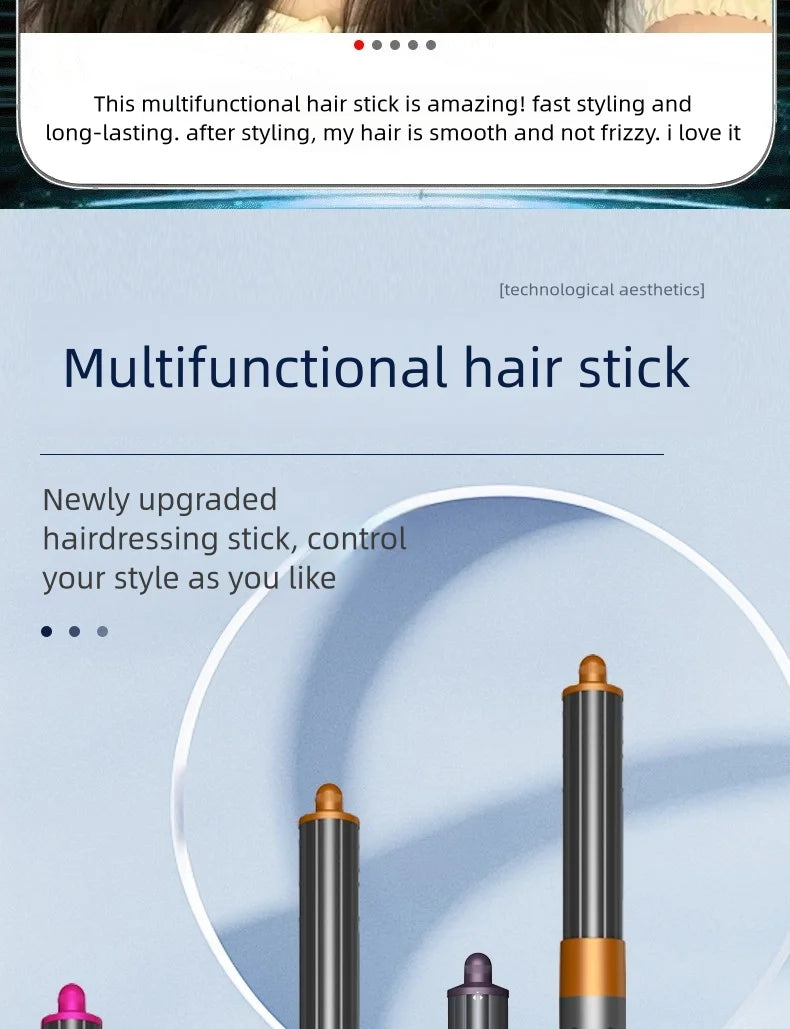 7-in-1 high-speed negative ion hair dryer and curling set in sleek metallic grey and gold for fast, smooth styling.