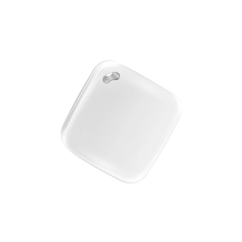 White square Bluetooth GPS pet tracker works with Apple Find My for accurate real-time pet and luggage location.