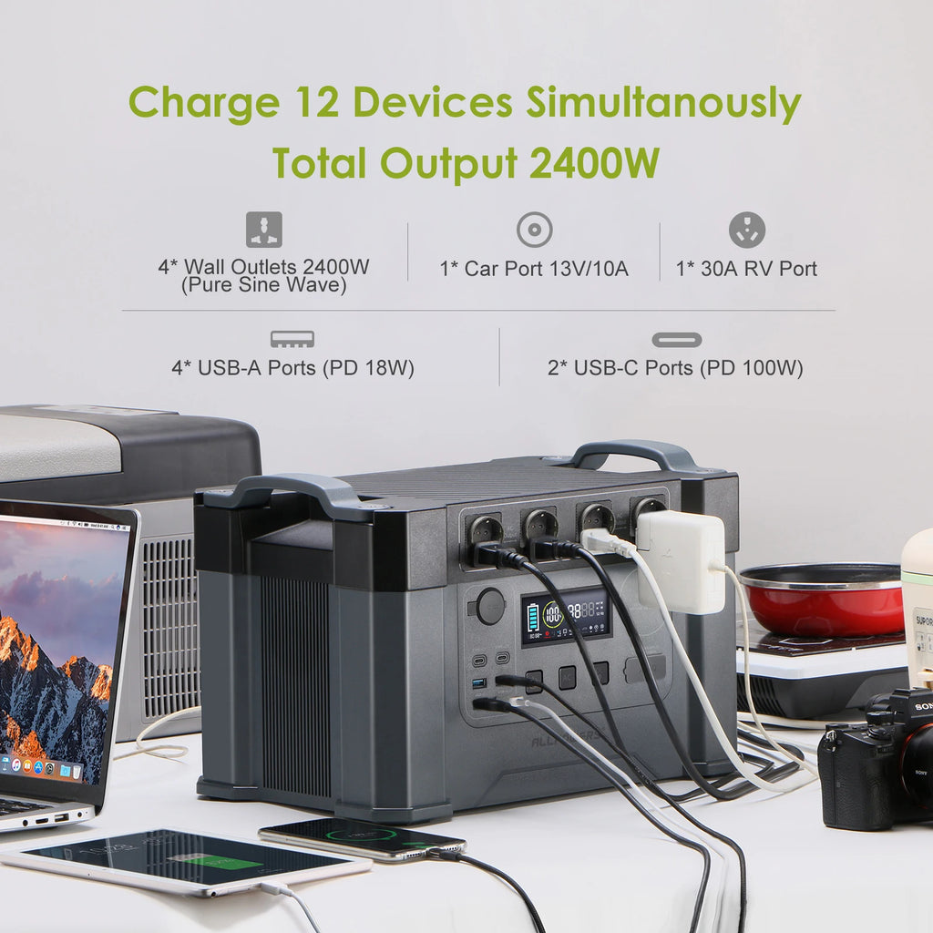 Portable Solar Generator 2400W with 200W Panels - Fast Charging System Tidesmit