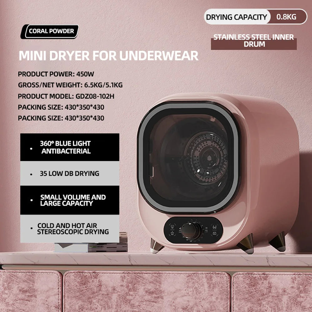 Tidesmit portable electric clothes dryer with smart sterilization feature and compact roller design for laundry room.