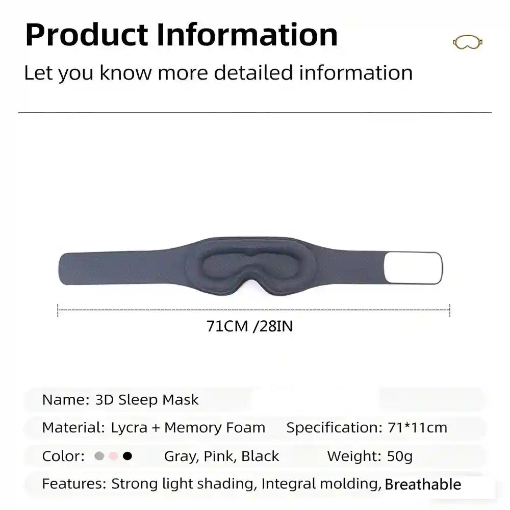 3D Contoured Sleep Mask - Zero Pressure Eye Mask for Travel Eye Massage Instrument Tidesmit