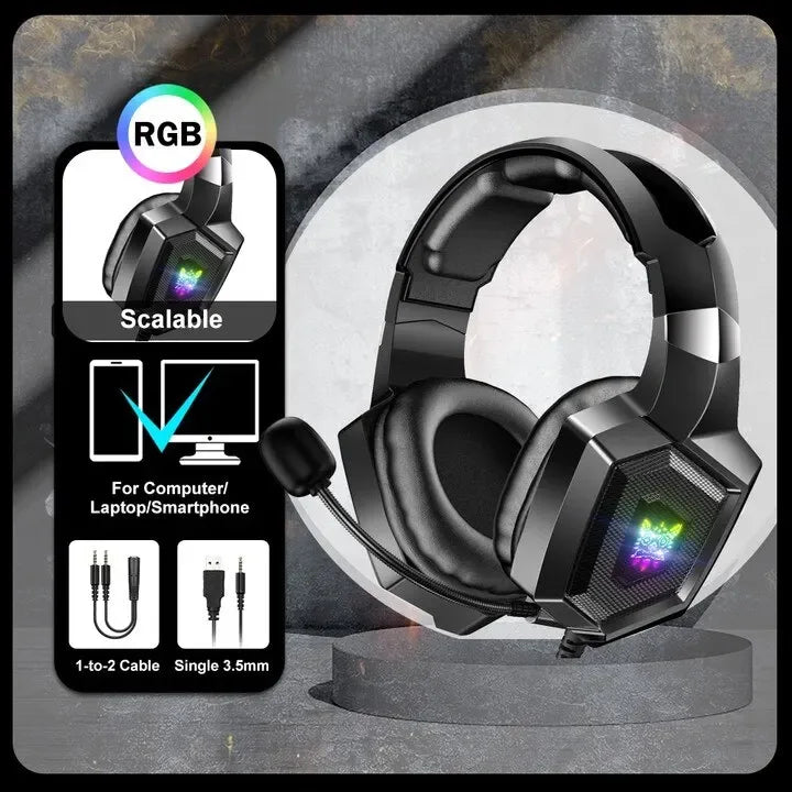 Tidesmit Wired Gaming Headset with Mic | Stereo Audio | 3.5mm Jack Black Tidesmit