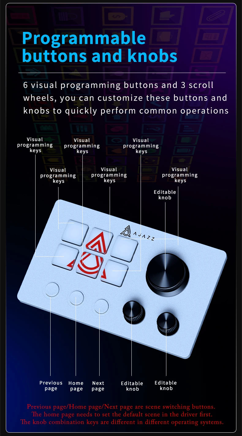 Ajazz AKP03E/153E Programmable Macro Keyboard  Mechanical Gaming Keyboard Custom Button Mini Keyboard For Multiple Scenario