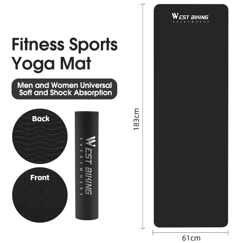 WEST BIKING Sports Yoga Mat Anti-slip Soft Home Fitness Exercise Mat Thicken Shock Absorb Cycling Training Mat Bike Accessories