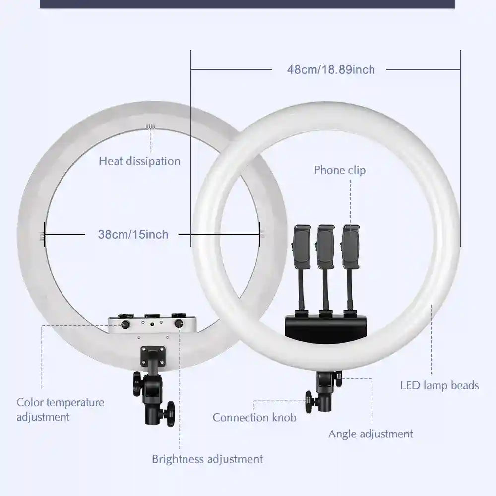18 Inch LED Ring Light for Content Creation with Remote Control Tidesmit