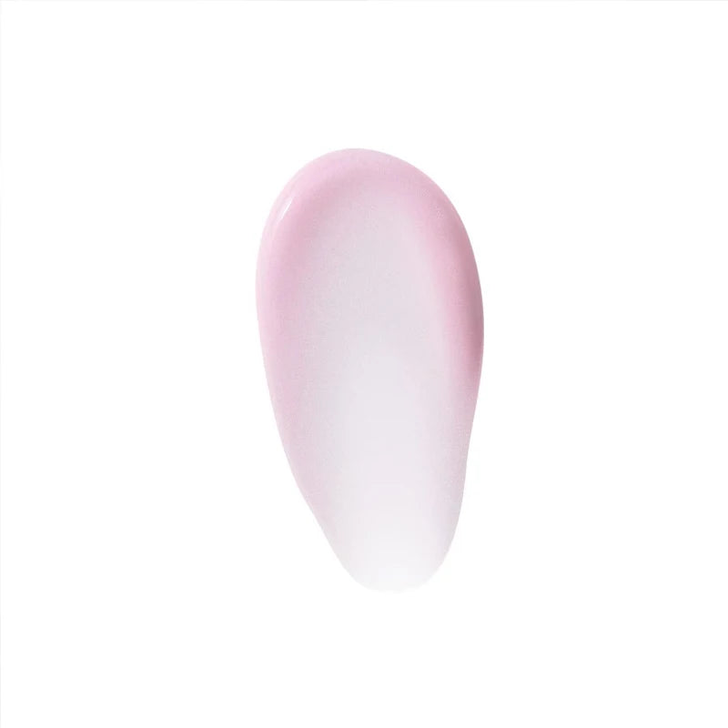 Soft pink moisturizing lip balm swatch with a glossy, smooth texture for hydrating and protecting lip skin.