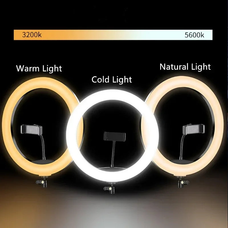LED Ring Light With Tripod Stand - Dimmable Video Lamp for Content Creation Tidesmit